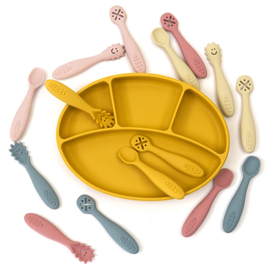 Baby Silicone Utensil Set – 3-Piece Spoon & Fork Training Set (BPA-Free)