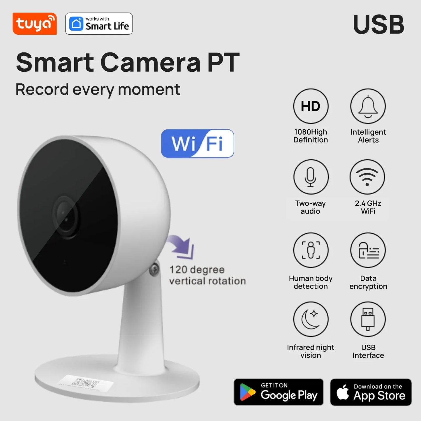 1080p Wi-Fi Home 2MP Security Camera with 2-Way Audi and Motion Tracking