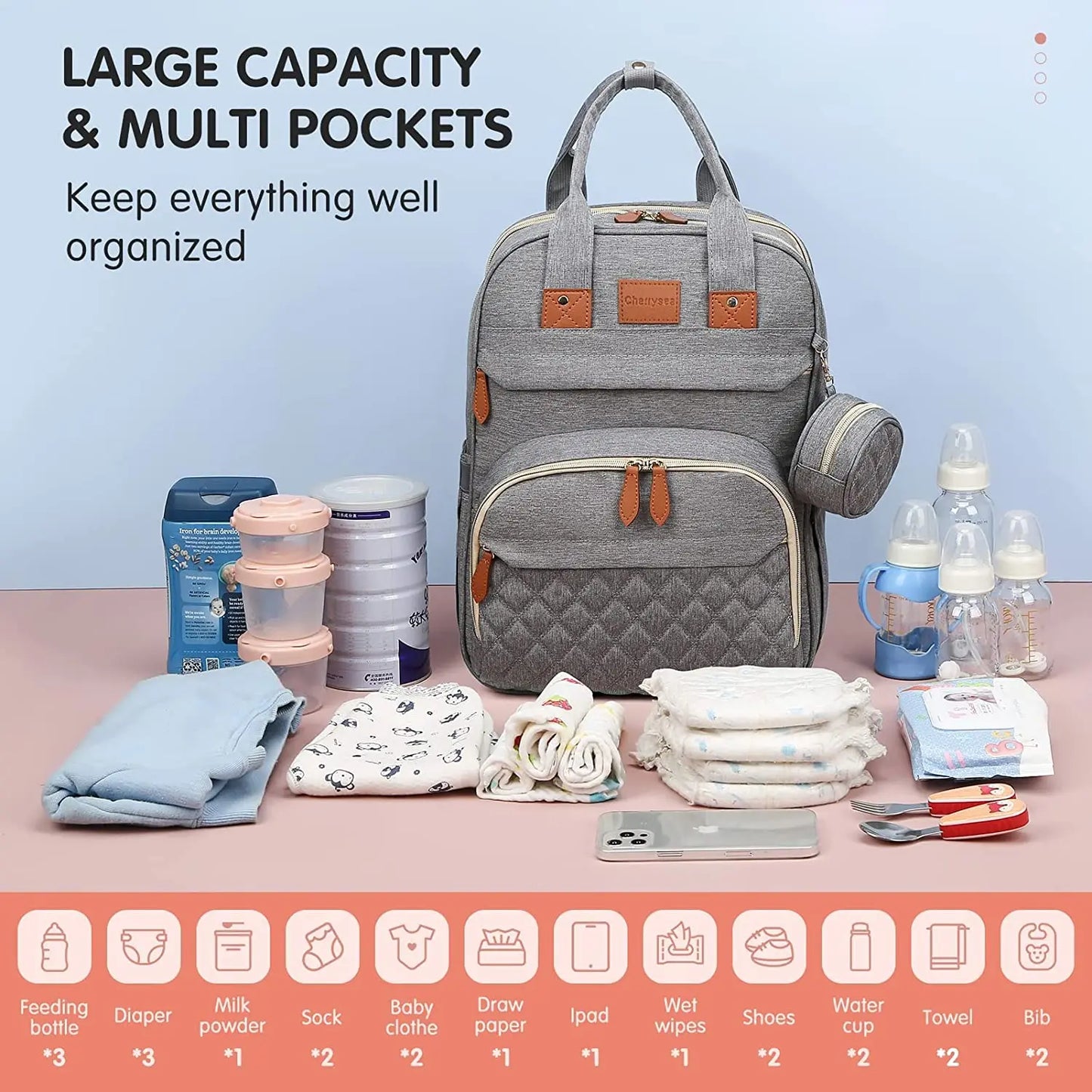 3 In 1 Diaper Bag Backpack Foldable Baby Bed Waterproof Travel Bag with USB Charge Port